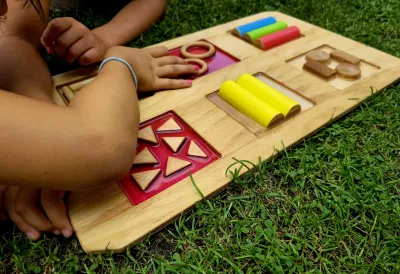 Montessori Sensory Board for Toddlers – Geometric Shapes Panel