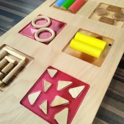 Montessori Sensory Board for Toddlers – Geometric Shapes Panel