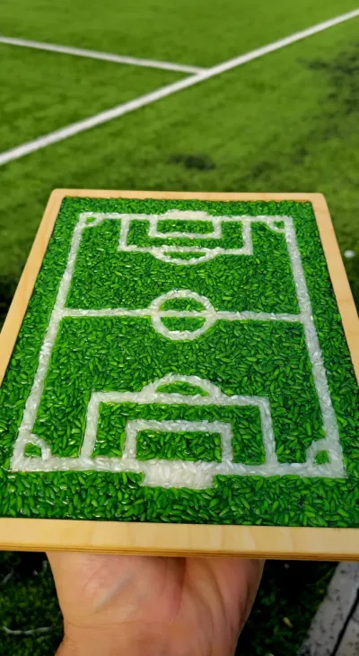Soccer Field Sensory Panel | Wooden Montessori Rice Board
