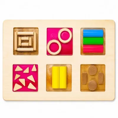 Montessori Sensory Board for Toddlers – Geometric Shapes Panel
