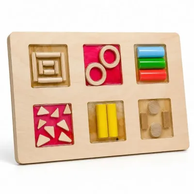 Montessori Sensory Board for Toddlers – Geometric Shapes Panel